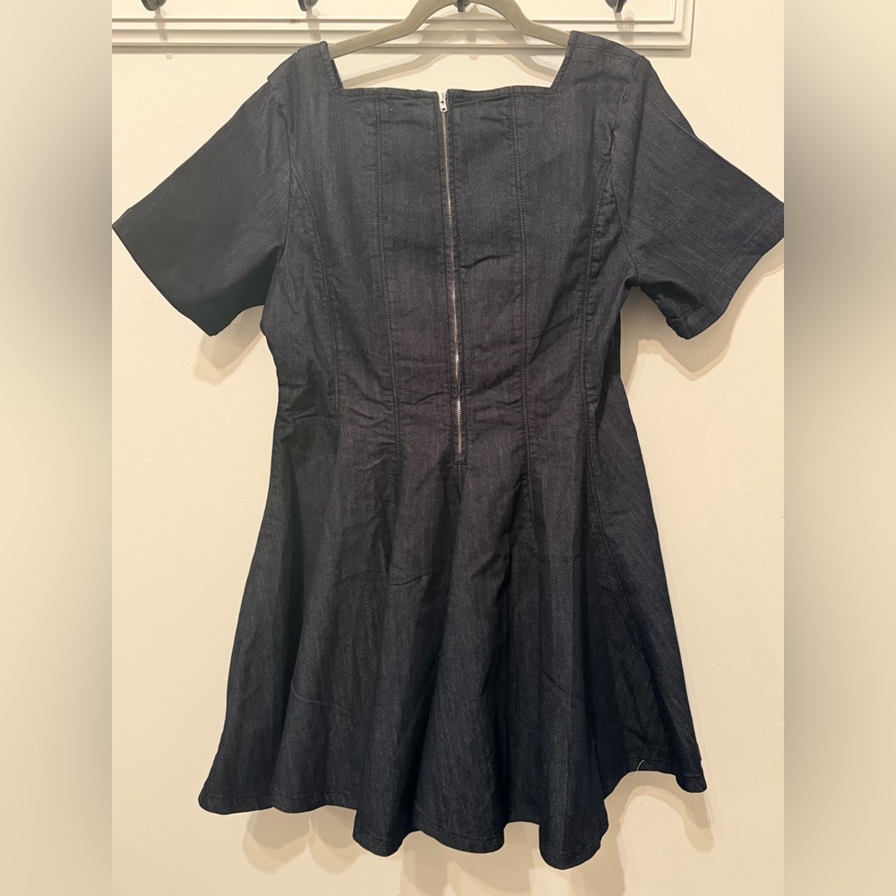NEW Anthropologie PILCRO SS Square-Neck Denim Mini Dress S, XL Available - Picture 8 of 10